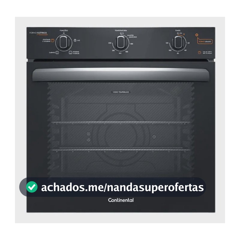Forno de Embutir Elétrico Continental OC8EM 80L com TOPLimpaFácil Cor Preto