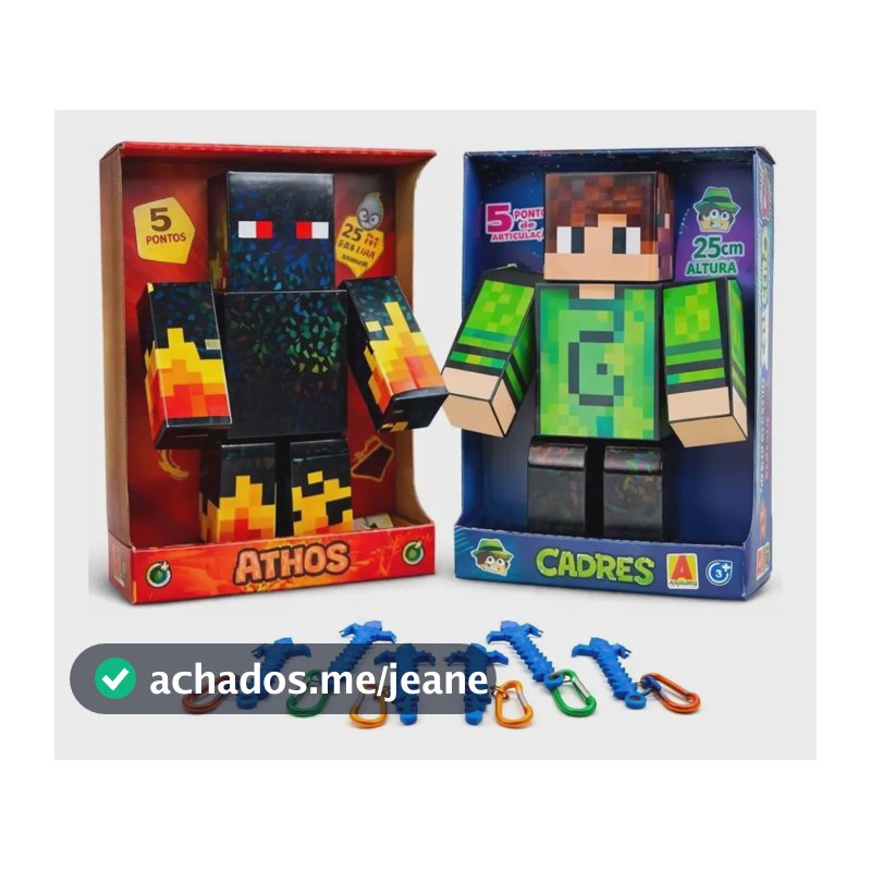Kit 2 Bonecos Athos + Cadres Youtuber Gamer Articulado 25cm