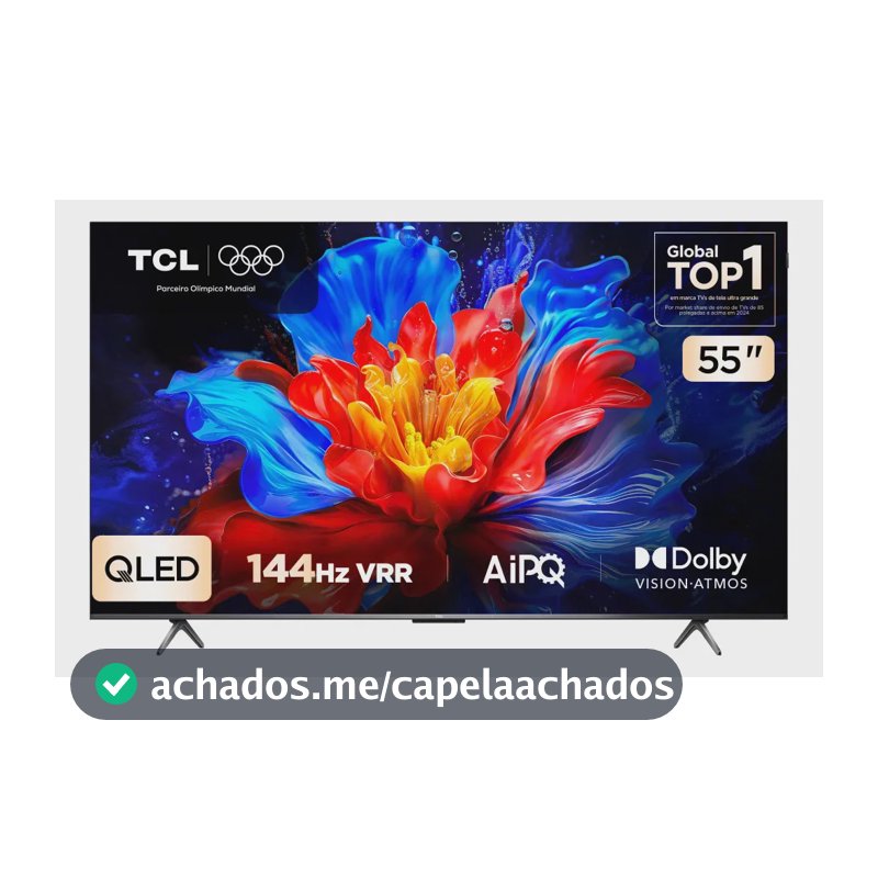 Smart TV TCL 55 Polegadas QLED 4K P8K WiFi Bluetooth Google TV 144Hz HDR10+ Dolby Atmos Vision 55P8K