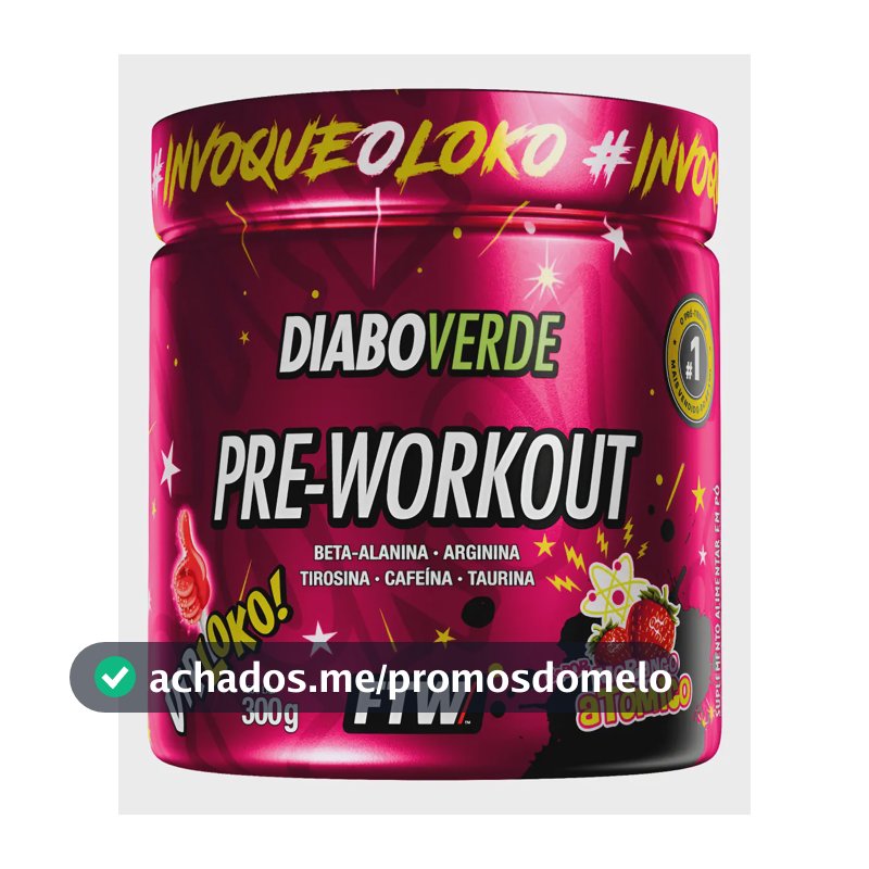 Suplemento em pó FTW Diabo verde Dip Loko! Pré treino sabor Morango Atômico x 300g