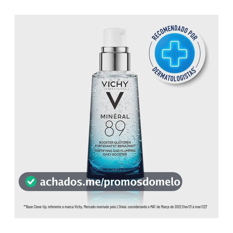Sérum Facial Hidratante com Ácido Hialurônico e Minerais, Fortalece e Hidrata a Pele Textura Gel Absorção Rápida, Minéral 89 Vichy 50ml
