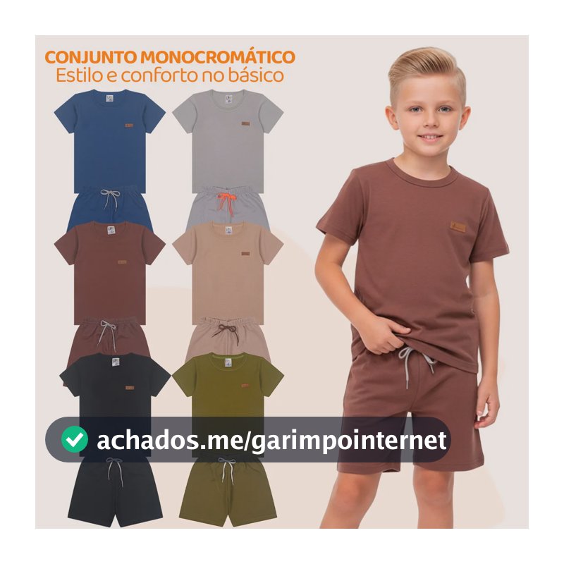 Kit 6 Peças De Roupa Infantil Menino Minimalista De Verão Liso/minimalista 3 Conjuntos 8 [veste 6/7 Anos]