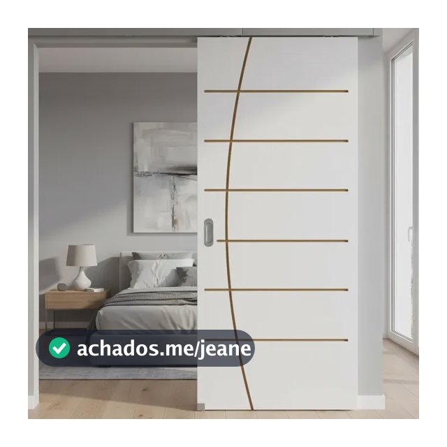 Porta De Correr Madeira Master 92x210 Cm Reversível E Quarto Branco Frisado