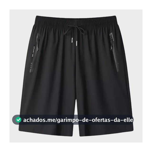 Short Masculino Bermuda Praia 2 Bolsos Zíper Secagem Rápida