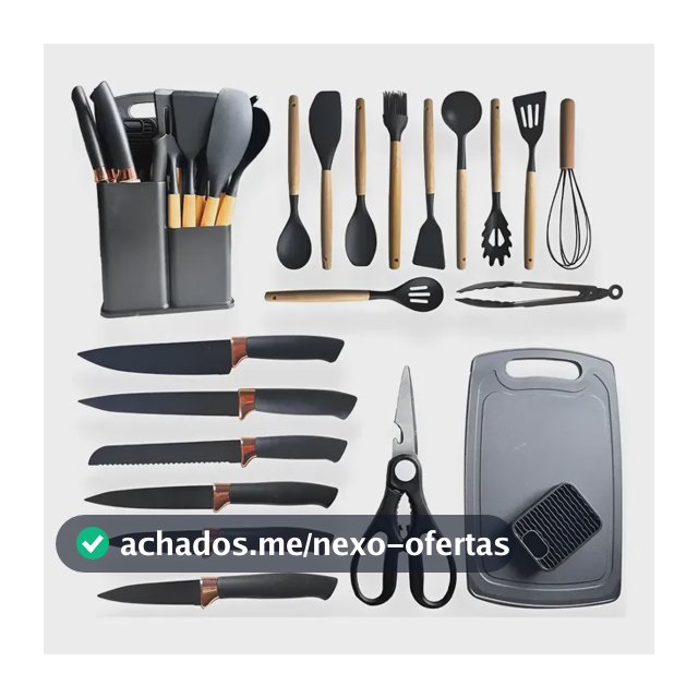 Conjunto 19 Peças Utensílios Cozinha Silicone Apoapp Preto