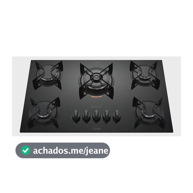 Cooktop 5 Bocas Preto Mesa De Vidro Atlas U Top