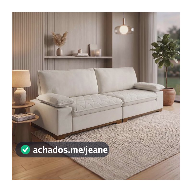 Sofá Living Siberian 3,00m Bouclê Off White - King House Off White