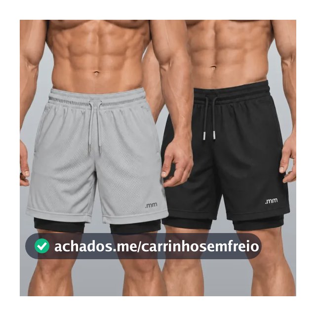 Kit 2 Bermudas 2 Em 1 Short Duplo Masculino Academia Treino
