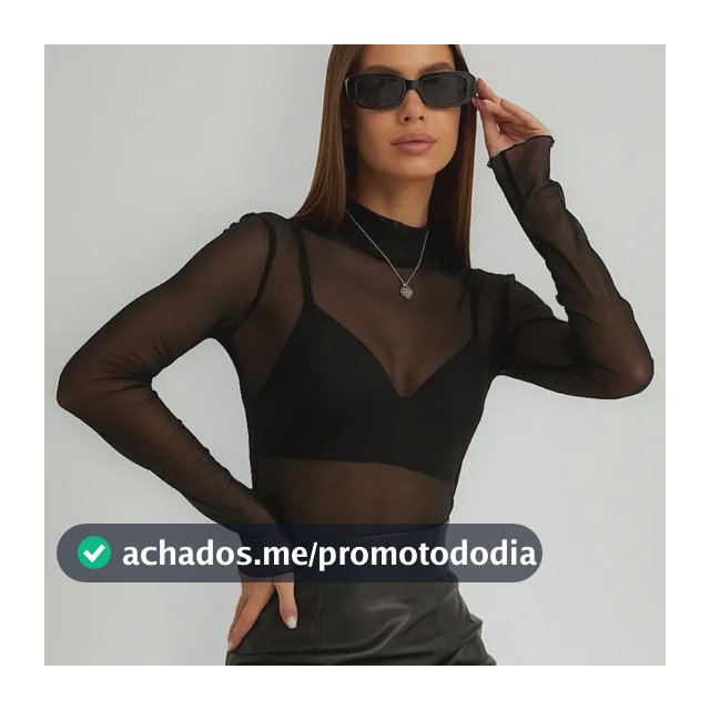 Blusa Tule Transparente Feminina Segunda Pele Manga Longa