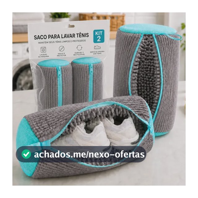 Kit 2 Sacos Para Lavar Tênis E Sapatos Em Máquina De Lavar – Saco Telado Anti-Impacto Com Fechamento Em Zíper