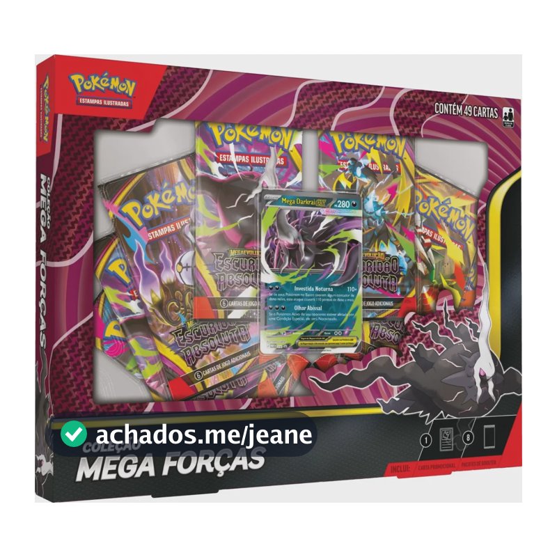Box Pokémon Mega Forças: Estampas Ilustradas Copag 49 Cartas Português