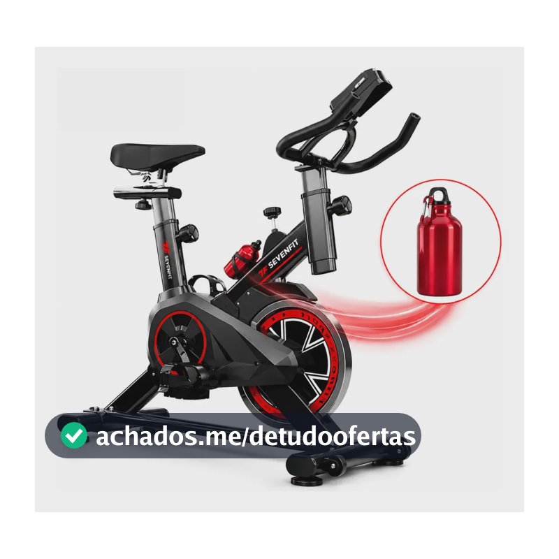 Bicicleta Ergométrica Fitness Para Cardio E Musculação Com Base Cor Preto E Vermelho Marca Sevenfit