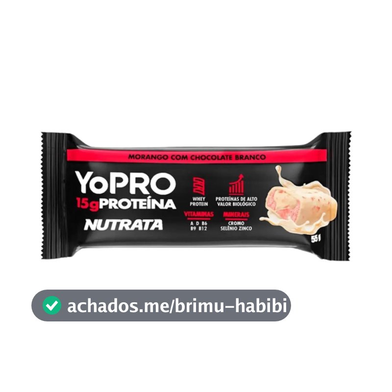 NUTRATA YOPRO 55G C/ 12 BARRAS - MORANGO COM CHOCOLATE BRANCO