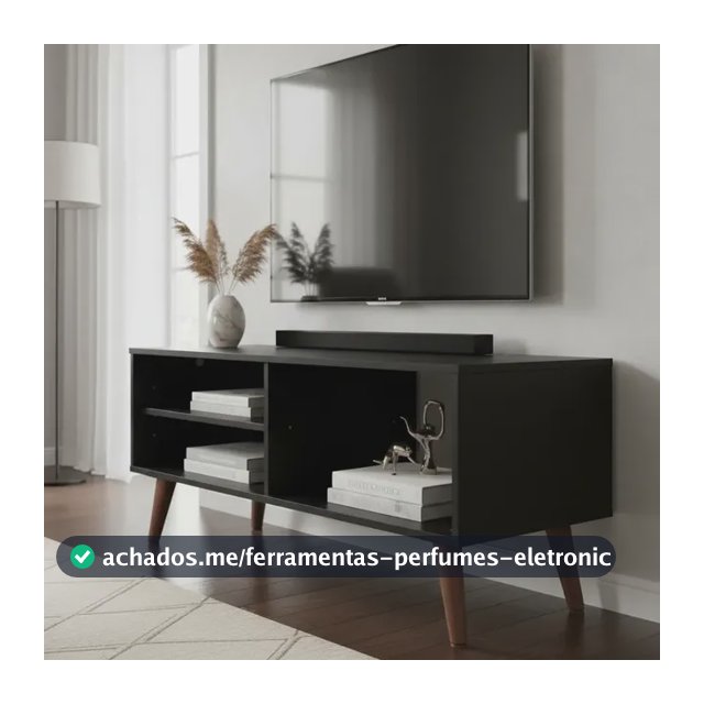 Rack Hack 90cm Tv Até 50 Polegadas Sala Apoio Aparador Pequeno Bancada Prateleira Nicho Estante Canto Chão Pé Retro Vintage Horizontal Compacto Médio Moderno Quarto Móvel Home Televisão Decoração MDP