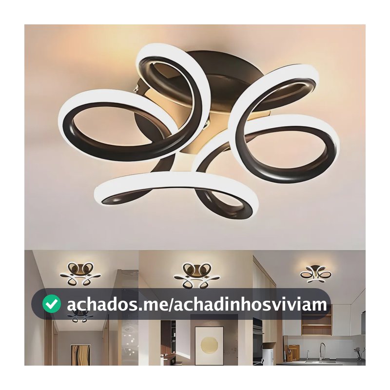 Lustres Led Pendente Moderno,luminária De Teto 6 Anéis Preto Branco