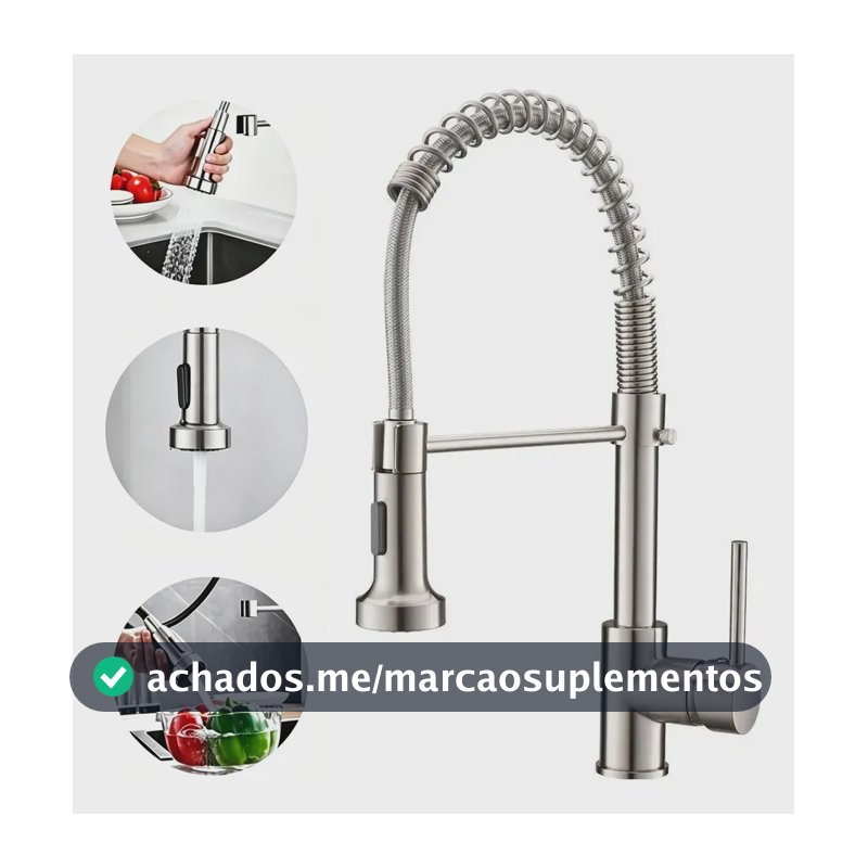 Torneira Gourmet Para Cozinha Inox Escovado De Bancada Quente e frio Monocomando Misturador Cor Prateado Yesop