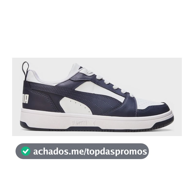 Tênis Casual Masculino Rebound V6 Low Puma Puma White-new Navy Liso 40 Br