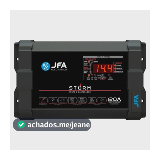 Fonte Carregador de Bateria JFA 120A Storm Plus V2