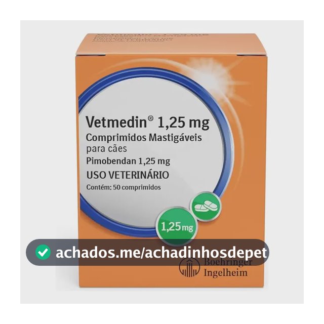 Vetmedin 1,25mg 50 Comprimidos Boehringer para Insuficiência Cardíaca em Cães