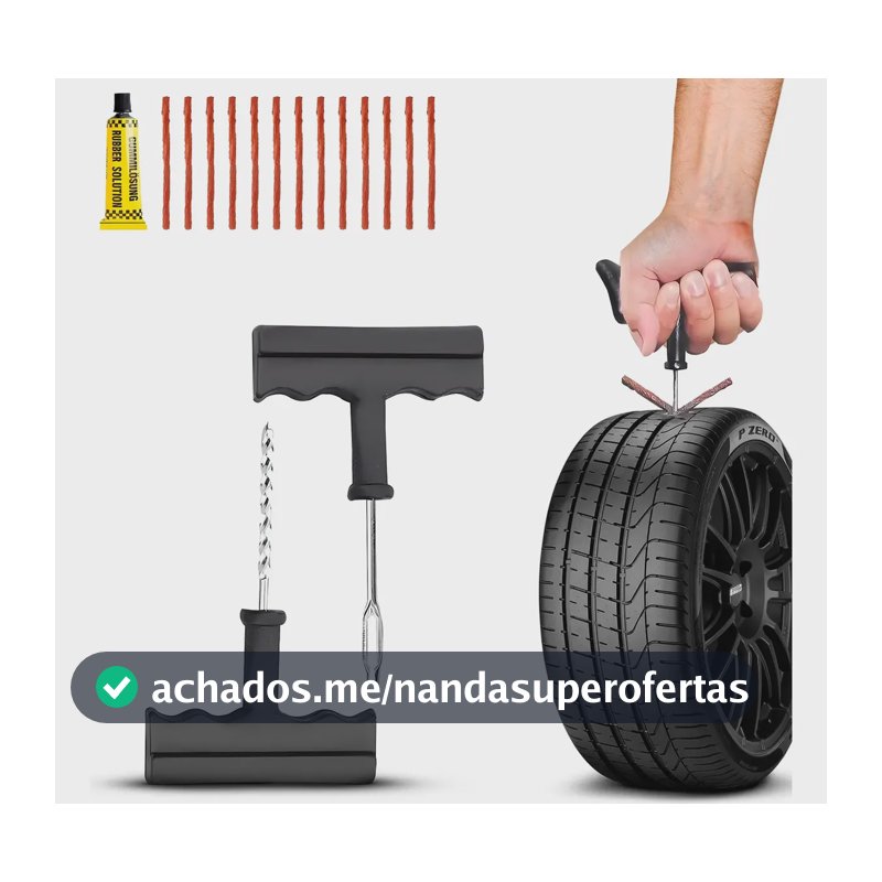 Kit Reparo Pneu Remendo Profissional Carro Moto +15 Macarrão