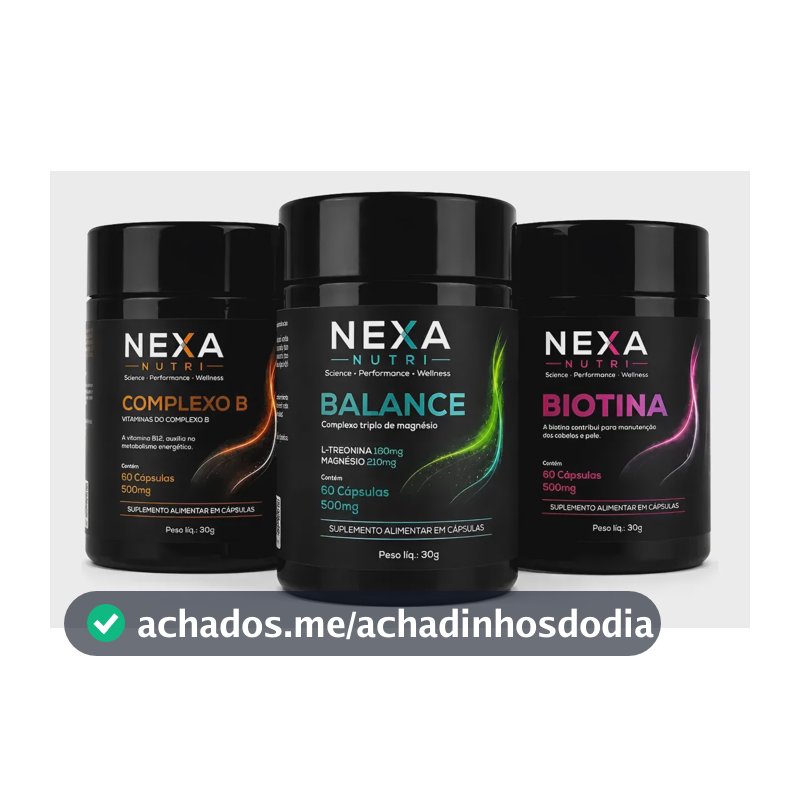Kit Tri Magnésio + Biotina + Complexo B Nexanutri 180 Cáps Sem Sabor