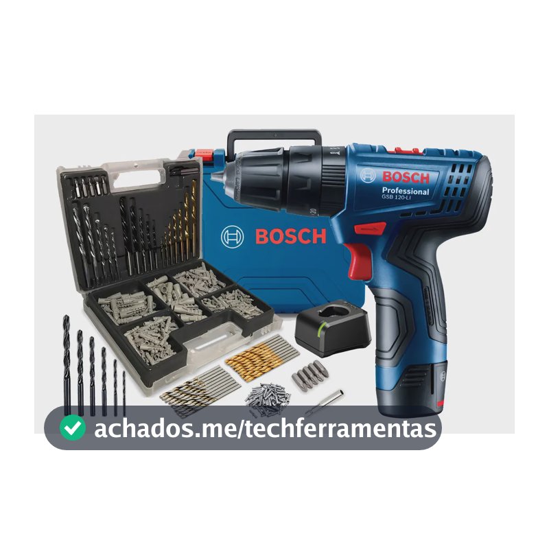 Parafusadeira Furadeira Bosch 12v Gsb120li + Kit 300 Peças - Azul - 60hz