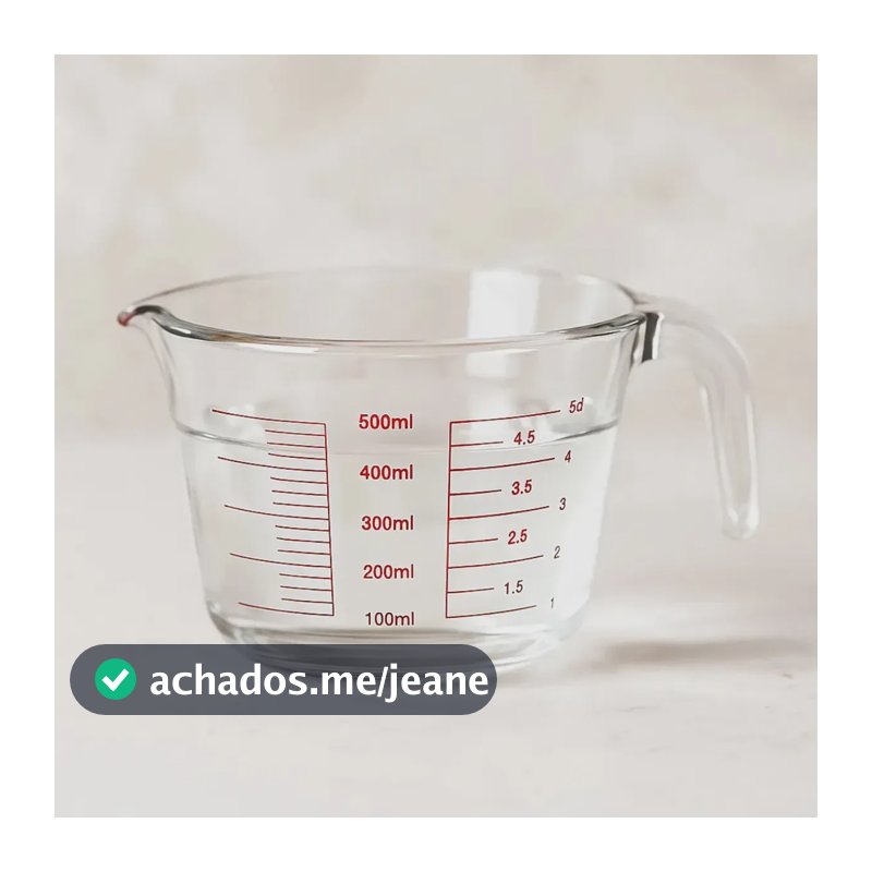 Jarra Medidora De Vidro Graduada Resistente 5mm 500ml C Alça