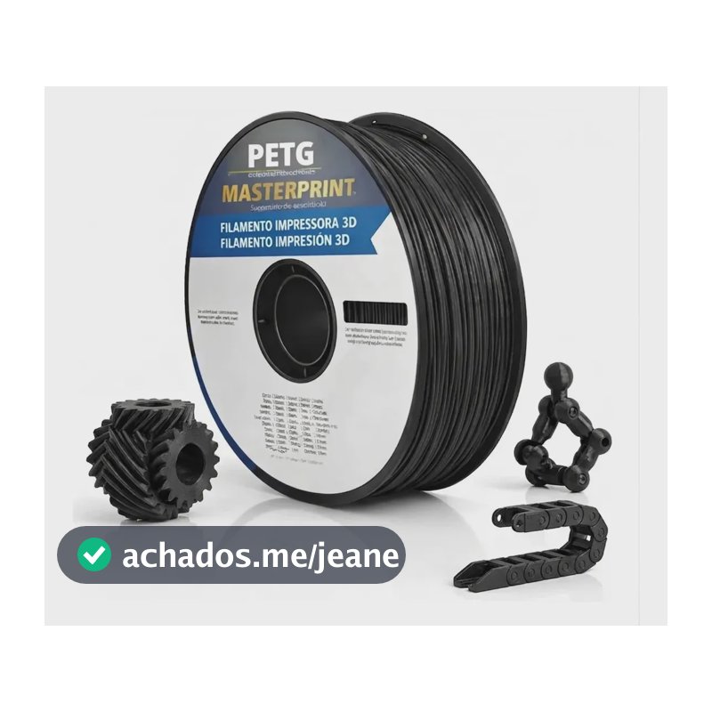 Filamento PETG Masterprint 1kg 1,75mm Preto Impressora 3D