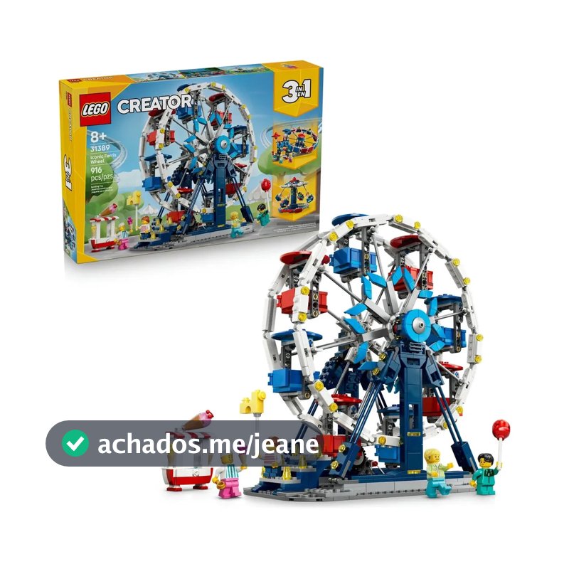 LEGO Creator 3 em 1 Roda-Gigante Icônica 31389; Conjunto de construção 3 em 1; Brinquedo para montar parque de diversões; Presente Dia das crianças; 8+
