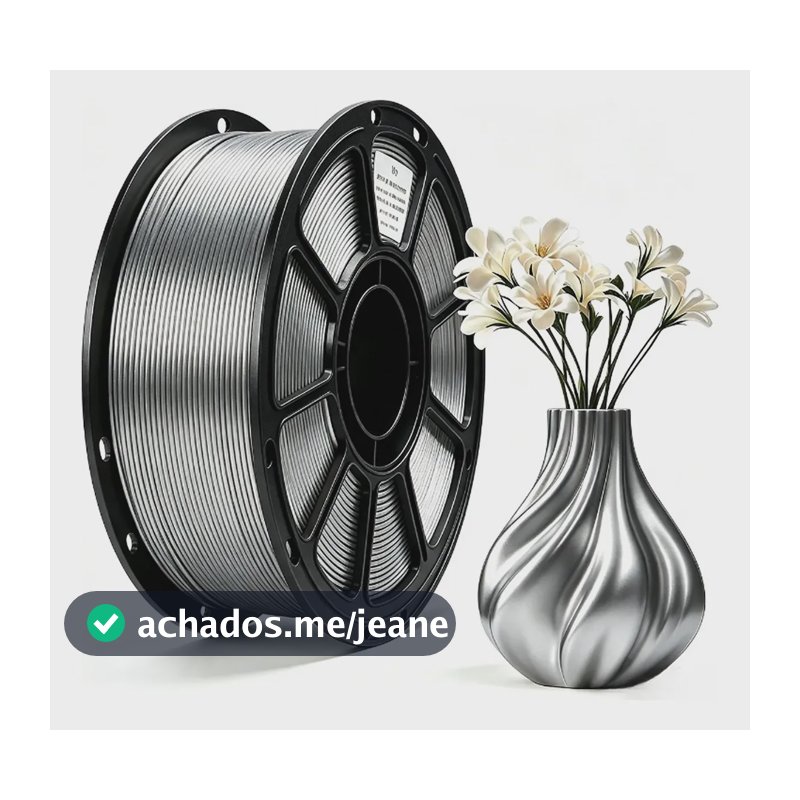Filamento Pla+silk 1kg 1,75mm Premium Para Impressora 3d Fdm Prateado