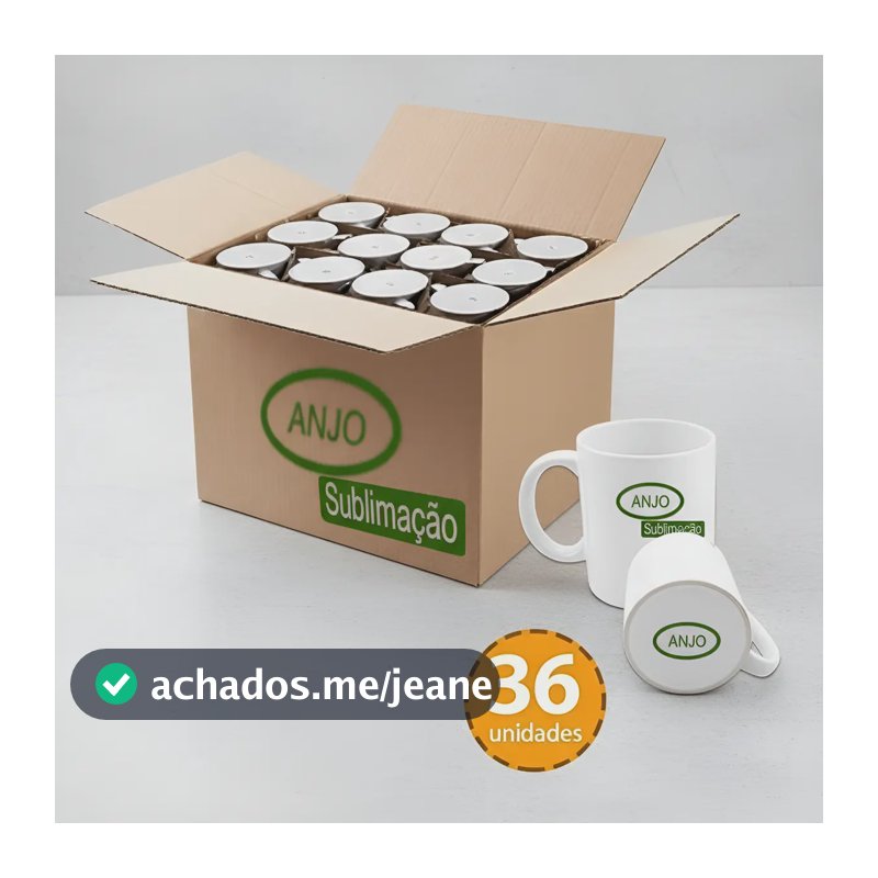 Caixa C/ 36 Unidades Canecas Brancas Anjo P/ Sublimação