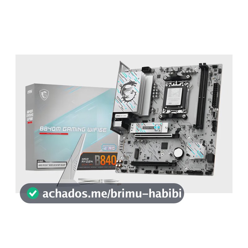 Placa Mãe Msi B840m Gaming Wifi6e Am5 2xddr5 Amd B840 Matx Cor Branco