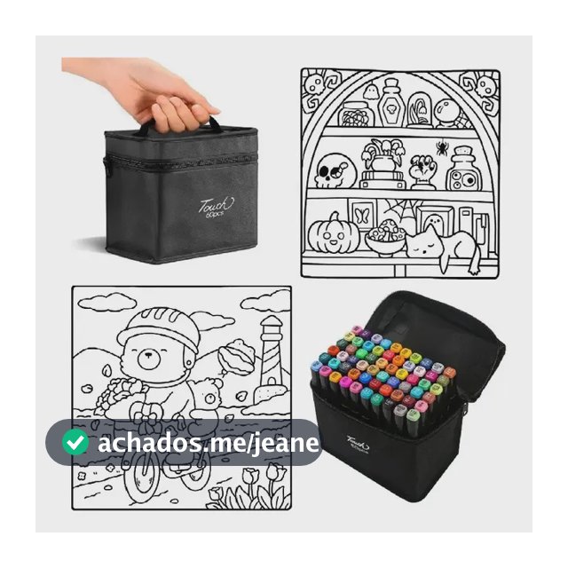 Livro De Colorir + 60 Canetas Marcadoras Ponta Dupla E Estojo Caderno Ursinhos E Capivaras Flex