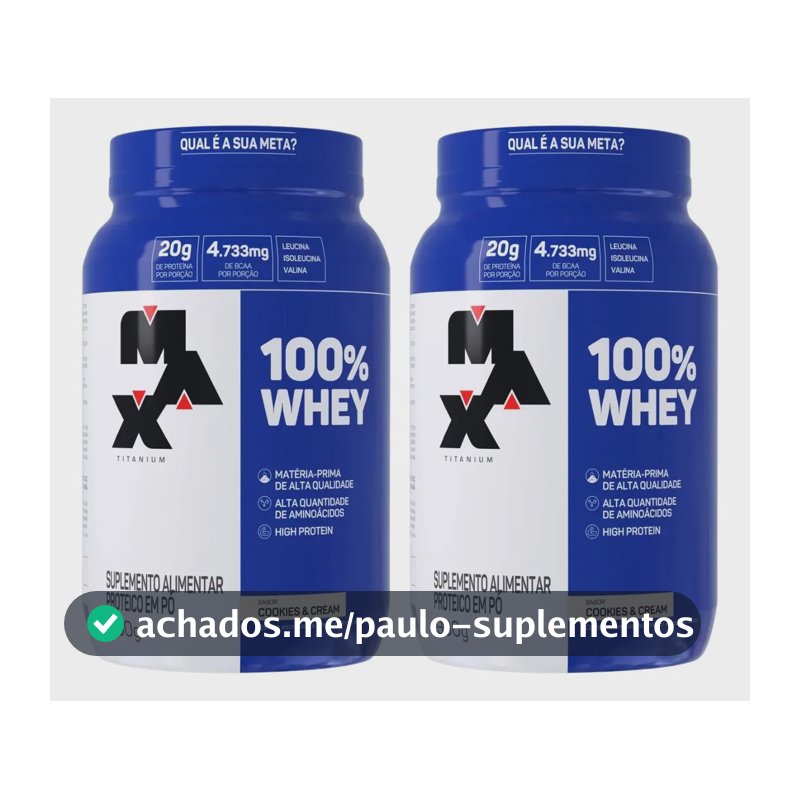 Combo 2x 100% Whey Protein 900g Grow Soldiers Max Titanium Sabor Cookies
