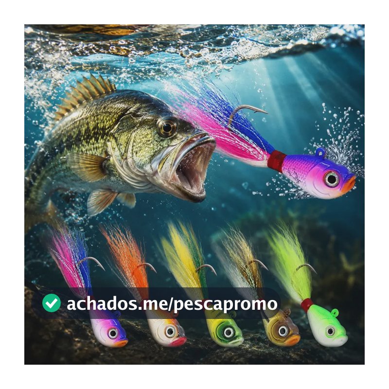 Isca Jig Xuxinha Com Penacho 15g Para Tucunaré Traíra Robalo Kit 4 Isca Jig