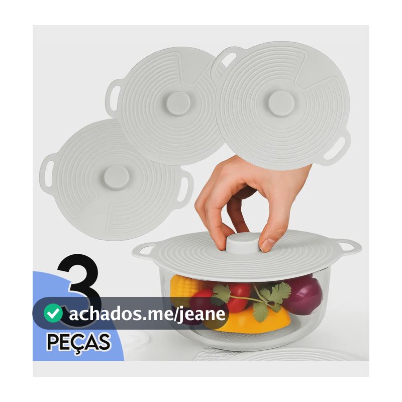 Kit 3 Tampas Silicone Panela Pote Universal Flexível