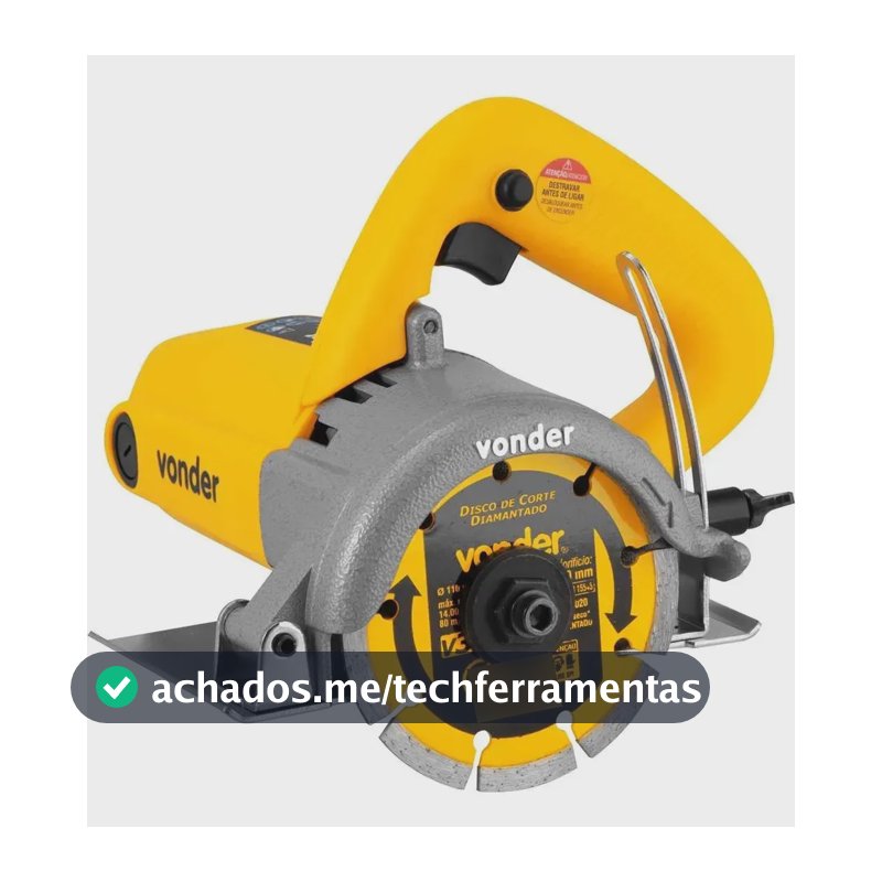 Serra Mármore Elétrica Vonder SMV 1300 Amarela de 1300W com Disco Diamantado