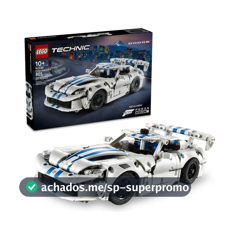 LEGO Technic Carro Esportivo Dodge Viper GTS-R 42234; Brinquedo para montar de carro de corrida com detalhes realistas; Presente para meninos e meninas; Dica para o Dia das crianças;10+