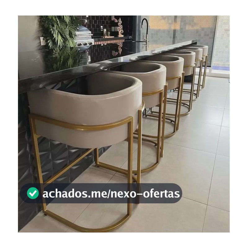 Poltrona Banqueta Alta Balcão Base Metal Luxo