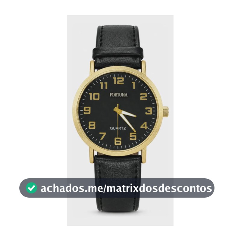 Relógio De Pulso Masculino Minimalista Old Money Fortuna Preto Cx Dourada E Preto