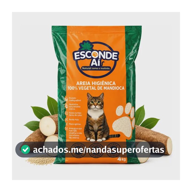 Areia Para Gatos De Mandioca Esconde Ai 4kg Biodegradável