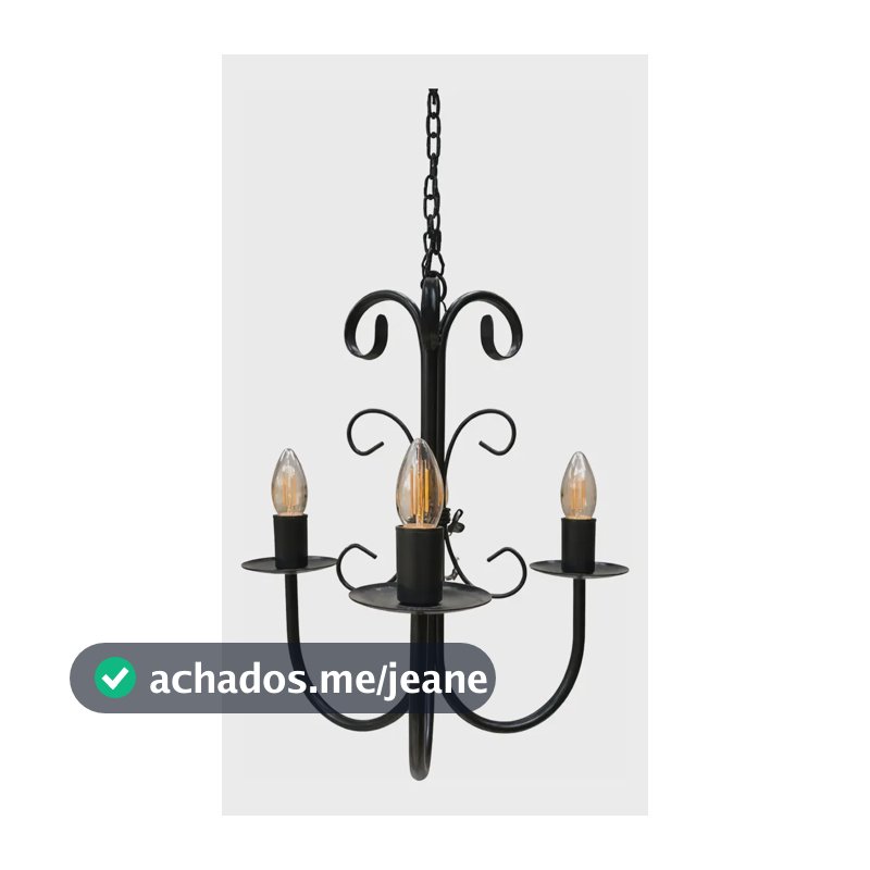 Lustre Luminária Pendente Rústico Teto Sala Quarto Preto 110v/220v Preto