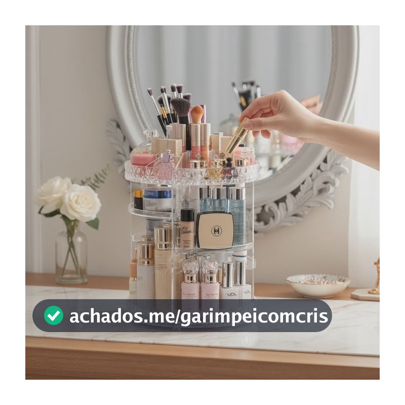 Organizador De Maquiagem Giratório 360° Em Acrílico Transparente Com Prateleiras Ajustáveis EPS-2577 Epsilon