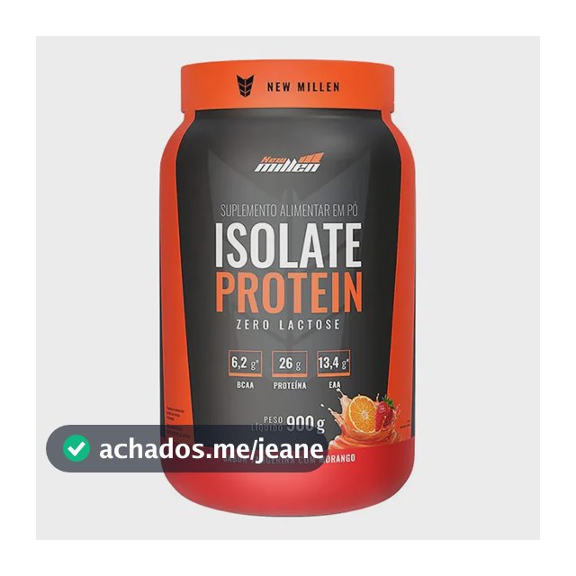 Proteína bovina isolada New Millen Whey Zero Lactose Isolate em pó sabor tangerina com morango x 900g