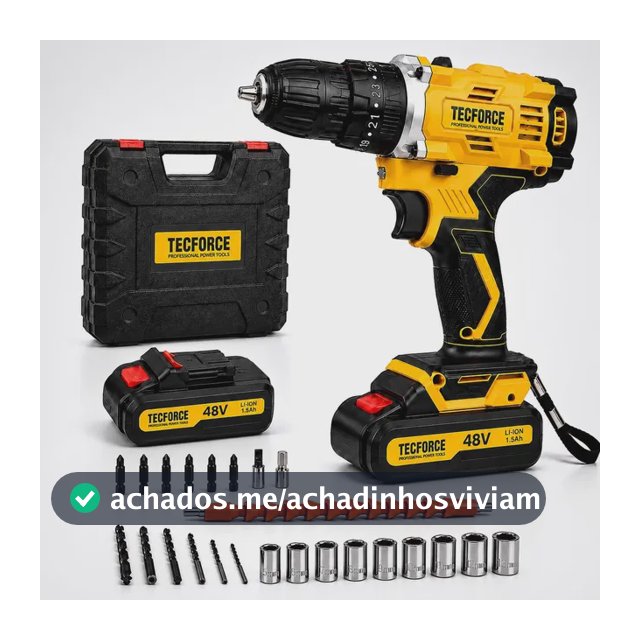 Parafusadeira Furadeira Tecforce 48v 2 Baterias Com Maleta