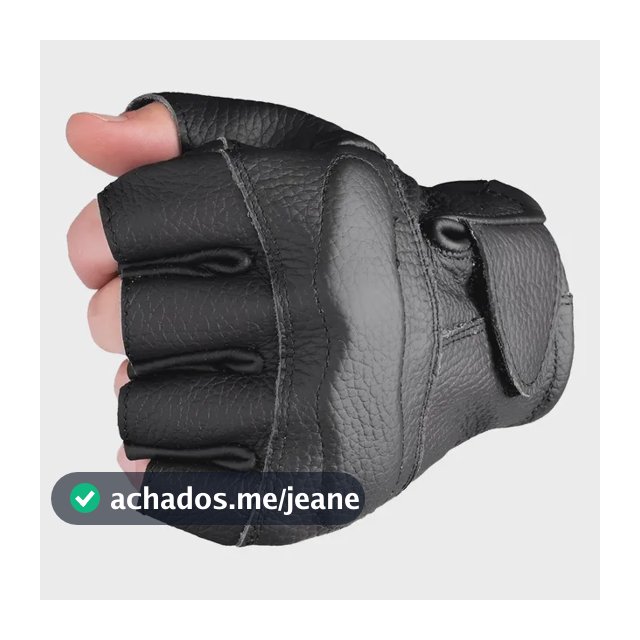 Luva Motociclista Moto Meio Dedo Couro Legitimo Preta Oferta