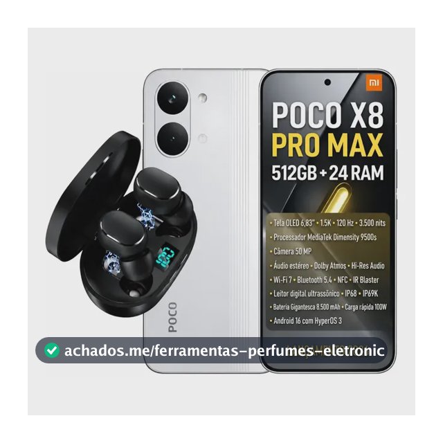 Xiaomi Poco X8 Pro Max 512gb 12gb+12gb Ram Bateria 8500 Mah Branco