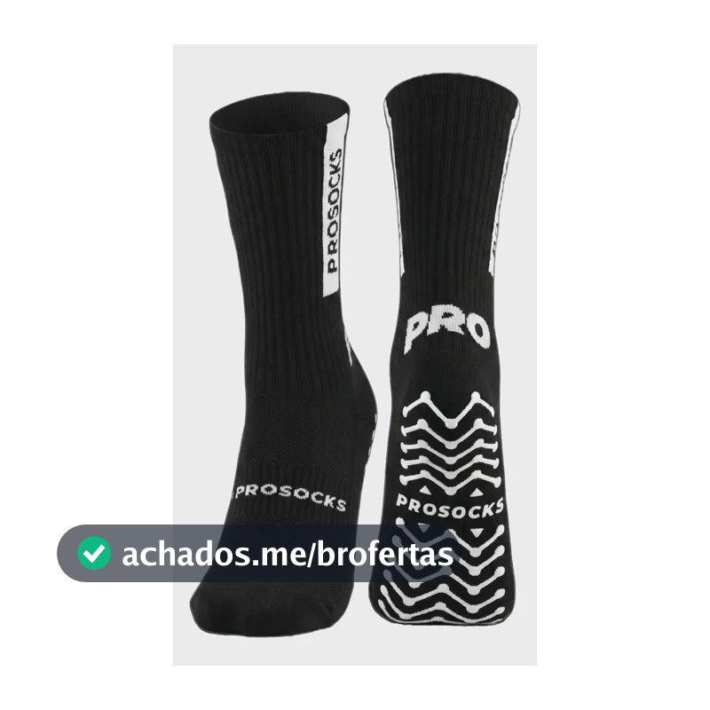 Meia Antiderrapante Futebol ProSocks UltraGrip Cano Alto Meião Futebol Grip para Chuteira Meia Esportiva com Alta Estabilidade, Conforto e Tecnologia Profissional | Preta, Tamanho 38-44
