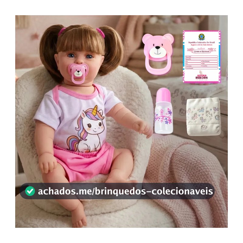 Bebê Boneca Reborn Menina Maddie Unicórnio Corpinho Silicone