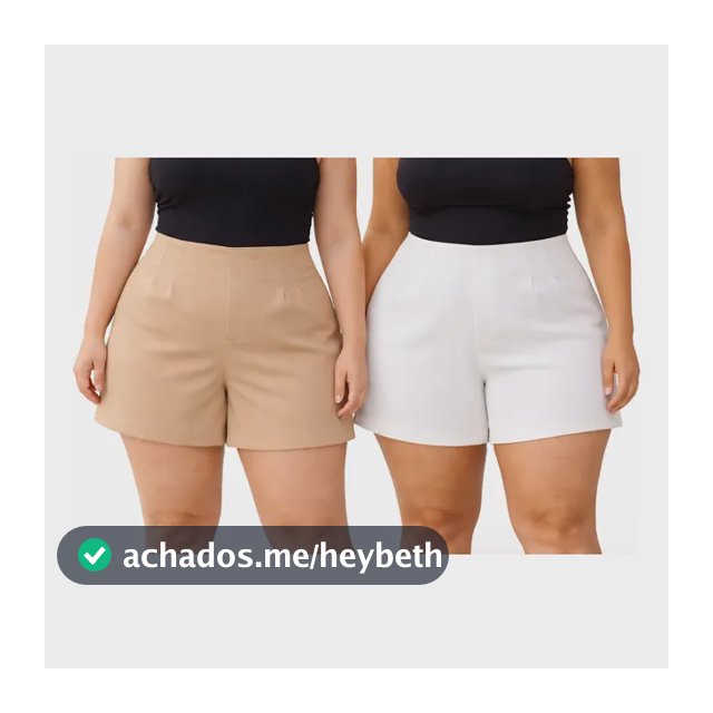 Kit 2 Short Feminino Plus Size Alfaiataria Elastano Zíper